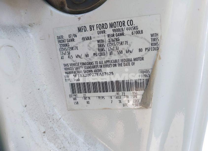 Photo 9 of 2007 Ford F-250 LARIAT/XL/XLT (VIN 1FTSX20P77EA67625)