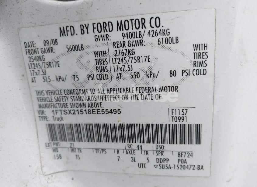 Photo 9 of 2008 Ford F-250 FX4/LARIAT/XL/XLT (VIN 1FTSX21518EE55495)