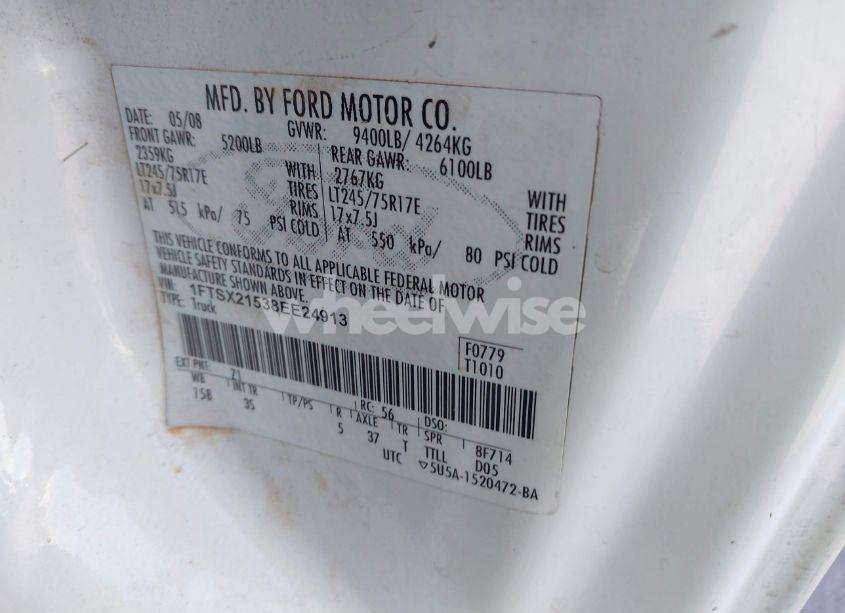 Photo 9 of 2008 Ford F-250 FX4/LARIAT/XL/XLT (VIN 1FTSX21538EE24913)