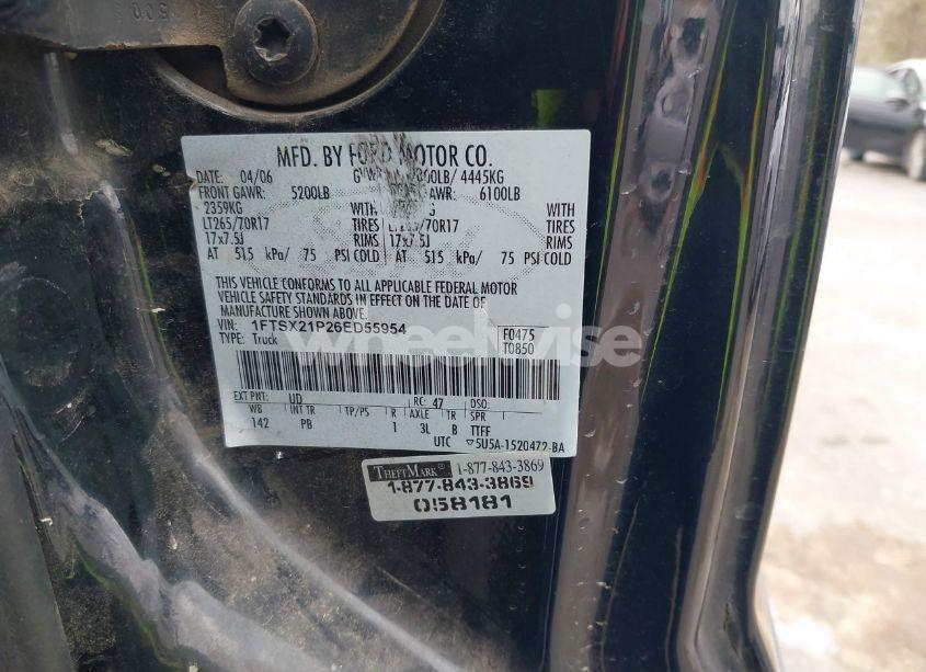 Photo 9 of 2006 Ford F-250 LARIAT/XL/XLT (VIN 1FTSX21P26ED55954)