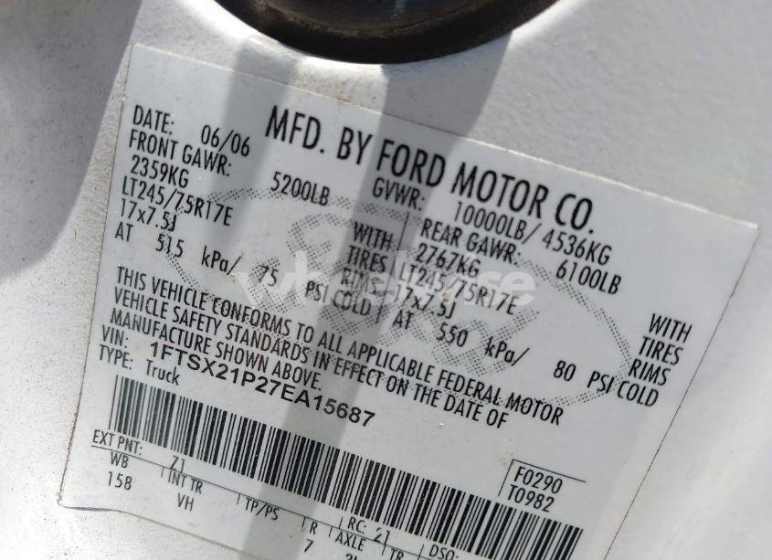 Photo 9 of 2007 Ford F-250 LARIAT/XL/XLT (VIN 1FTSX21P27EA15687)