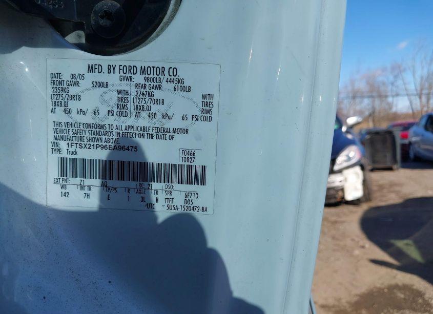 Photo 9 of 2006 Ford F-250 LARIAT/XL/XLT (VIN 1FTSX21P96EA96475)