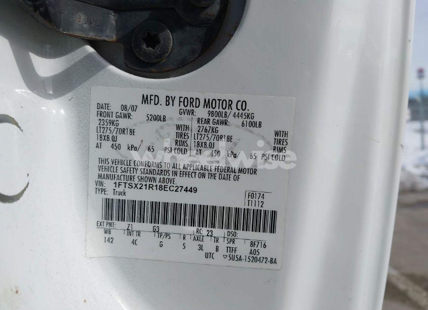 Photo 9 of 2008 Ford F-250 LARIAT (VIN 1FTSX21R18EC27449)