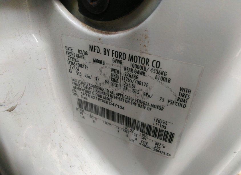 Photo 9 of 2008 Ford F-250 FX4/LARIAT/XL/XLT (VIN 1FTSX21R18ED47154)