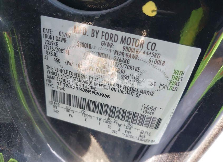 Photo 9 of 2008 Ford F-250 FX4/LARIAT/XL/XLT (VIN 1FTSX21R38EB20936)