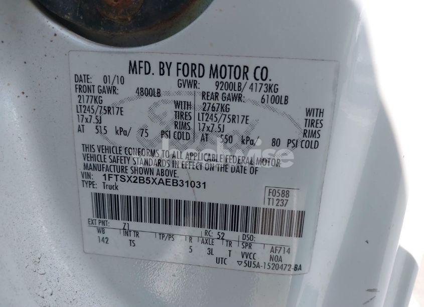 Photo 9 of 2010 Ford F-250 LARIAT/XL/XLT (VIN 1FTSX2B5XAEB31031)