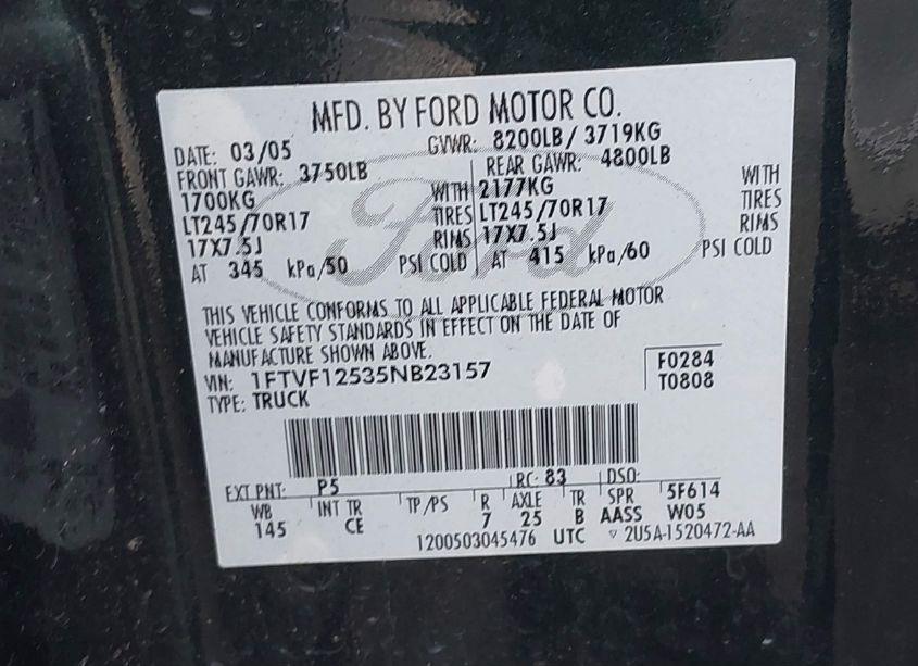 Photo 9 of 2005 Ford F-150 XL/XLT (VIN 1FTVF12535NB23157)