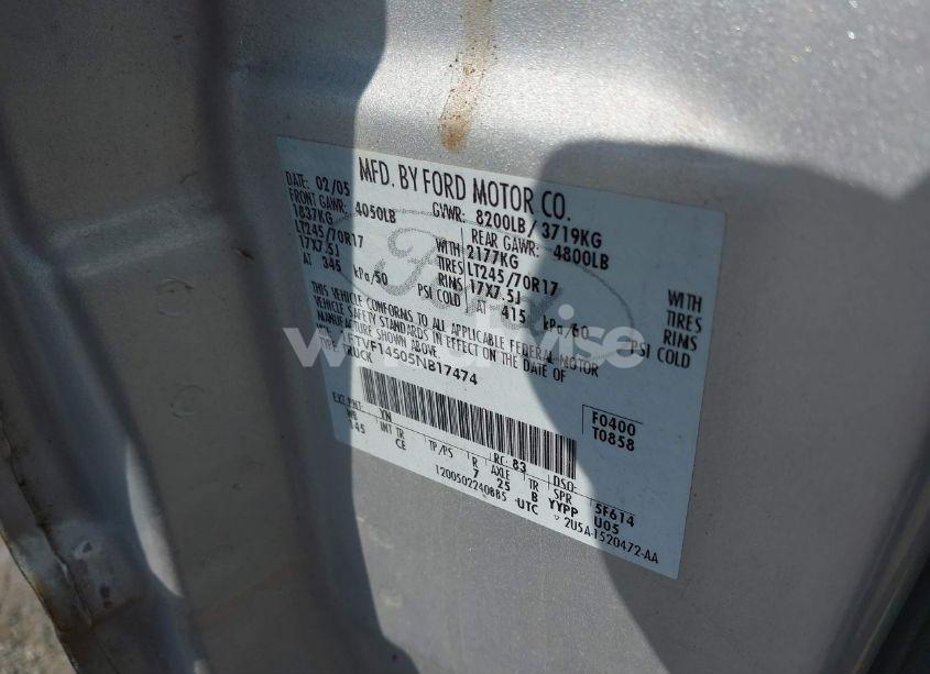 Photo 9 of 2005 Ford F-150 FX4/XL/XLT (VIN 1FTVF14505NB17474)