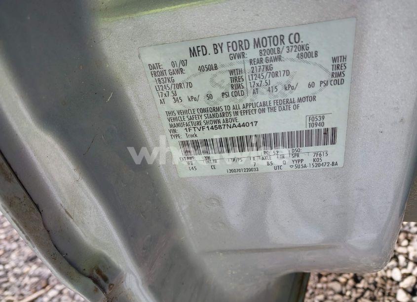 Photo 9 of 2007 Ford F-150 XL/XLT (VIN 1FTVF14587NA44017)