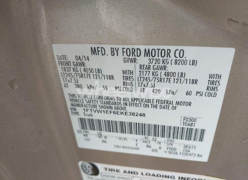 Photo 9 of 2014 Ford F-150 LARIAT (VIN 1FTVW1EF6EKE38248)