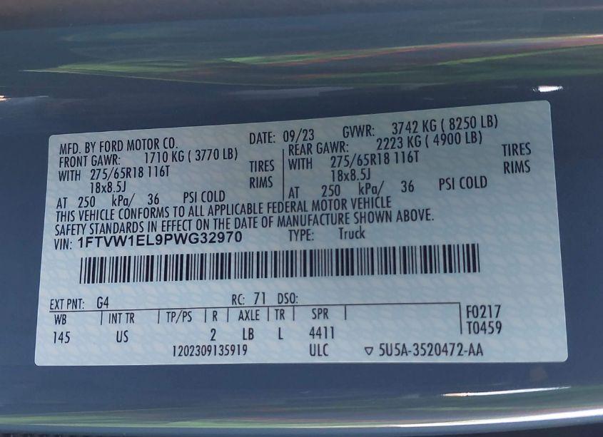 Photo 9 of 2023 Ford F-150 LIGHTNING XLT (VIN 1FTVW1EL9PWG32970)