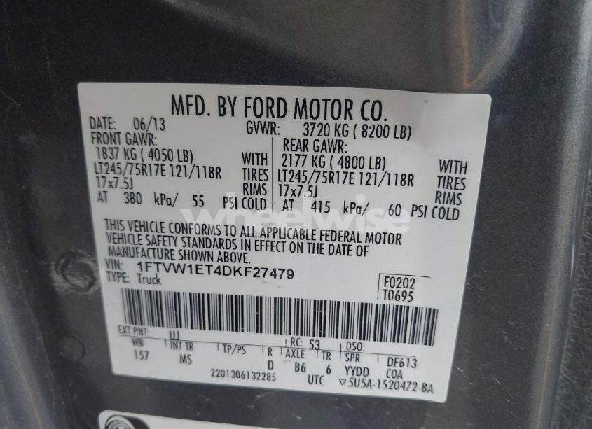 Photo 9 of 2013 Ford F-150 XLT (VIN 1FTVW1ET4DKF27479)