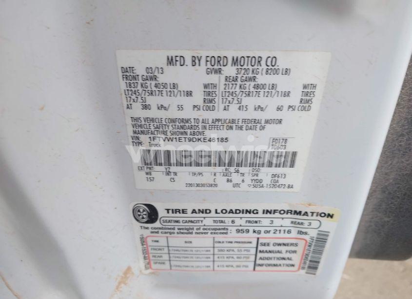 Photo 9 of 2013 Ford F-150 XL (VIN 1FTVW1ET9DKE46185)