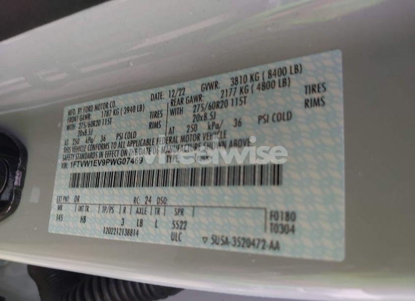 Photo 9 of 2023 Ford F-150 LIGHTNING LARIAT (VIN 1FTVW1EV9PWG07469)