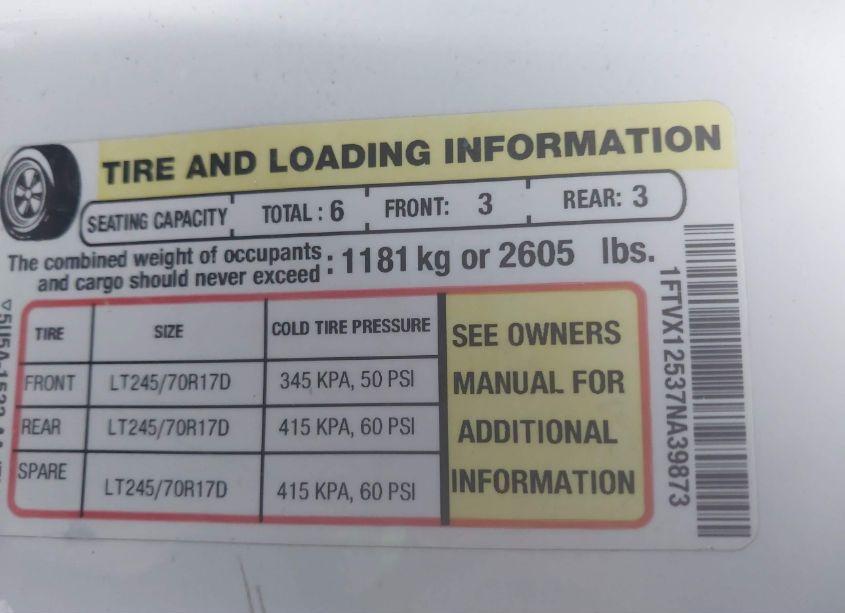 Photo 9 of 2007 Ford F-150 XL/XLT (VIN 1FTVX12537NA39873)