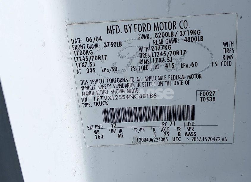 Photo 9 of 2004 Ford F-150 XL/XLT (VIN 1FTVX12554NC48186)