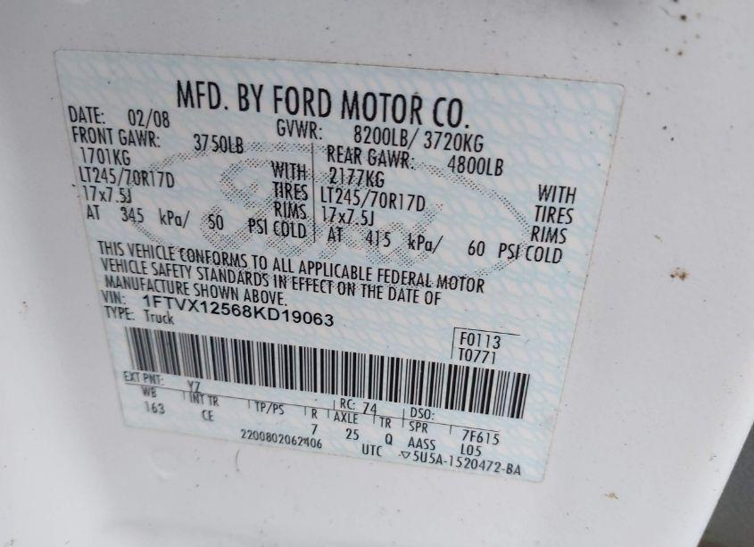 Photo 9 of 2008 Ford F-150 XL/XLT (VIN 1FTVX12568KD19063)