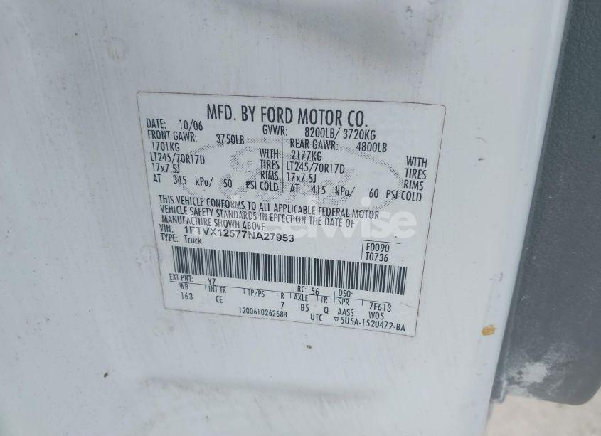 Photo 9 of 2007 Ford F-150 XL/XLT (VIN 1FTVX12577NA27953)