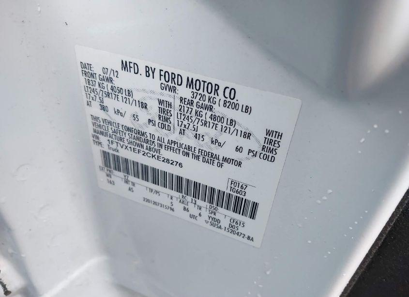 Photo 9 of 2012 Ford F-150 XL (VIN 1FTVX1EF2CKE28276)