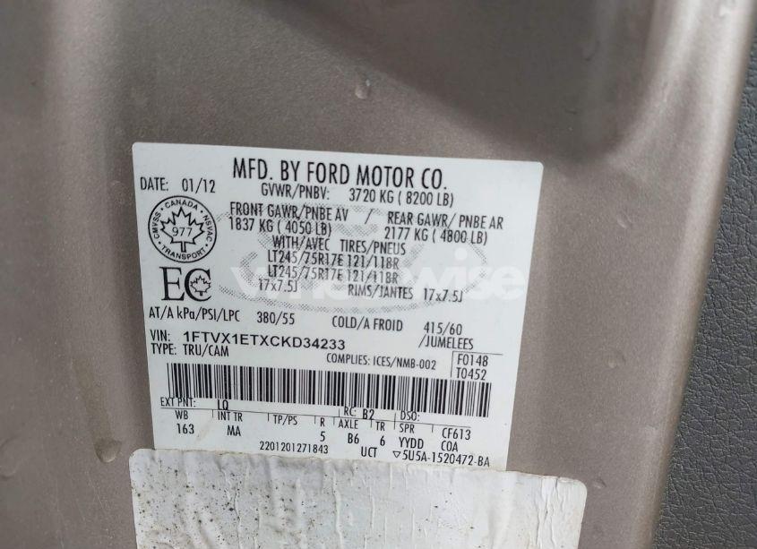 Photo 9 of 2012 Ford F-150 XLT (VIN 1FTVX1ETXCKD34233)