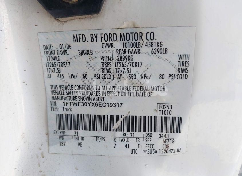 Photo 8 of 2006 Ford F-350 XL/XLT (VIN 1FTWF30YX6EC19317)