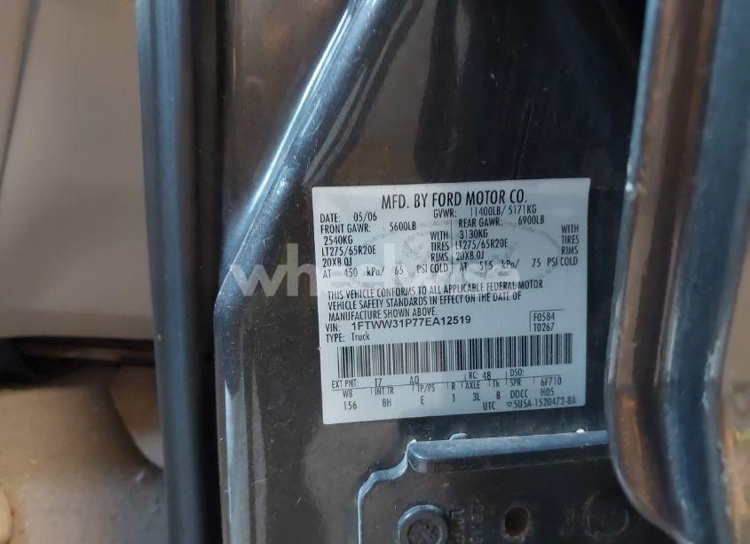 Photo 8 of 2007 Ford F-350 LARIAT/XL/XLT (VIN 1FTWW31P77EA12519)