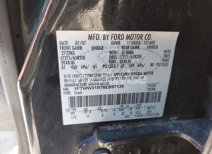 Photo 9 of 2008 Ford F-350 FX4/HARLEY-DAVIDSON/KING RANCH/LARIAT/XL/XLT (VIN 1FTWW31R78EB97139)