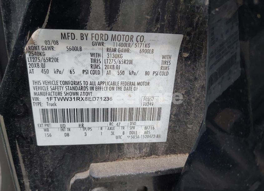 Photo 8 of 2008 Ford F-350 LARIAT (VIN 1FTWW31RX8ED71236)