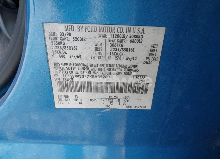 Photo 8 of 1999 Ford F-350 LARIAT/XL/XLT (VIN 1FTWW33F7XEA35268)