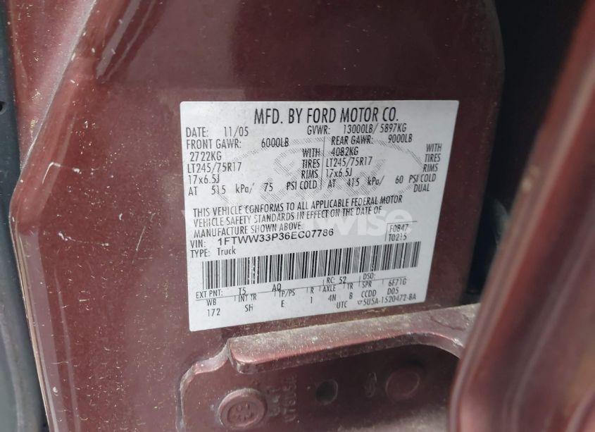 Photo 8 of 2006 Ford F-350 LARIAT/XL/XLT (VIN 1FTWW33P36EC07786)