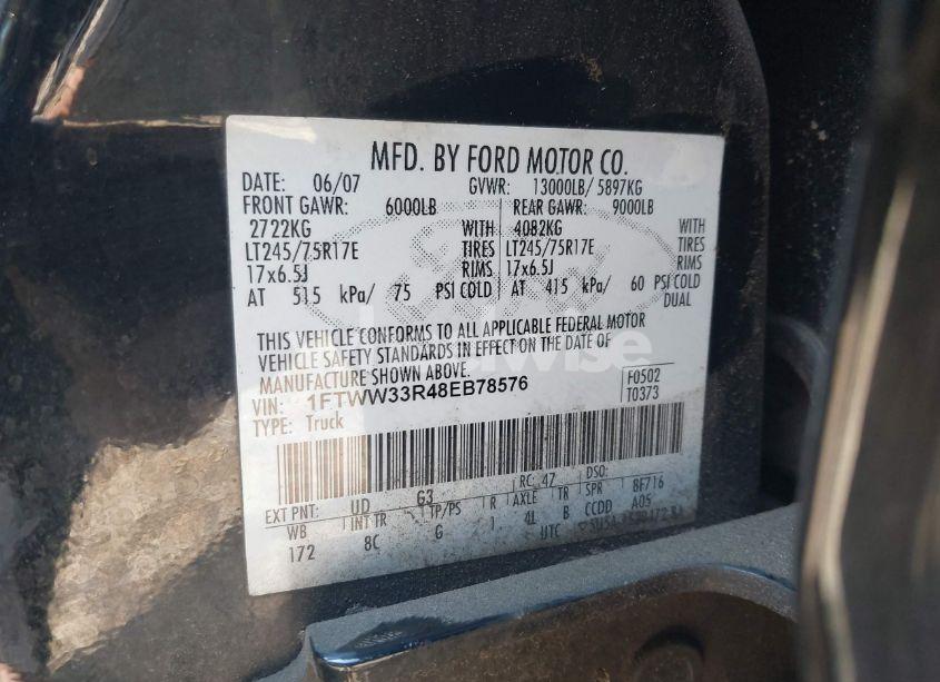 Photo 8 of 2008 Ford F-350 FX4/KING RANCH/LARIAT/XL/XLT (VIN 1FTWW33R48EB78576)