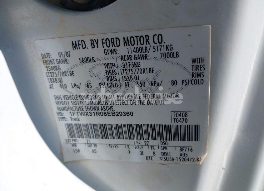 Photo 9 of 2008 Ford F-350 FX4/LARIAT/XL/XLT (VIN 1FTWX31R08EB29360)