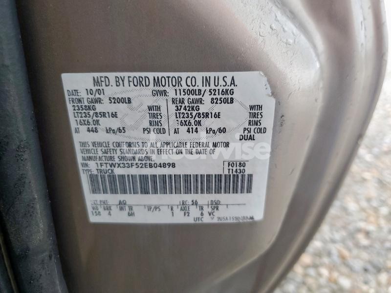 Photo 5 of 2002 FORD F350 SUPER DUTY (VIN 1FTWX33F52EB04898)