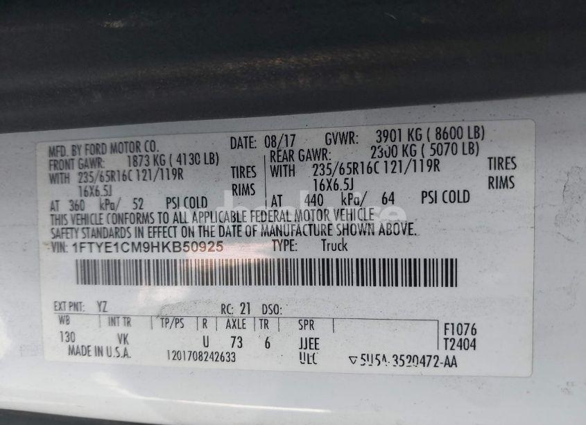 Photo 9 of 2017 Ford Transit-150 (VIN 1FTYE1CM9HKB50925)