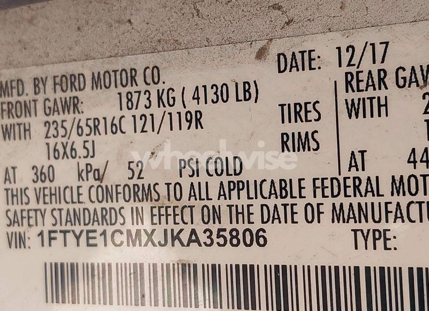 Photo 9 of 2018 Ford Transit-150 (VIN 1FTYE1CMXJKA35806)