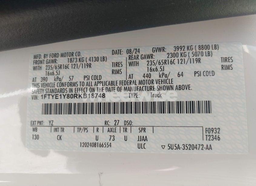 Photo 9 of 2024 Ford Transit-150 (VIN 1FTYE1Y80RKB18748)