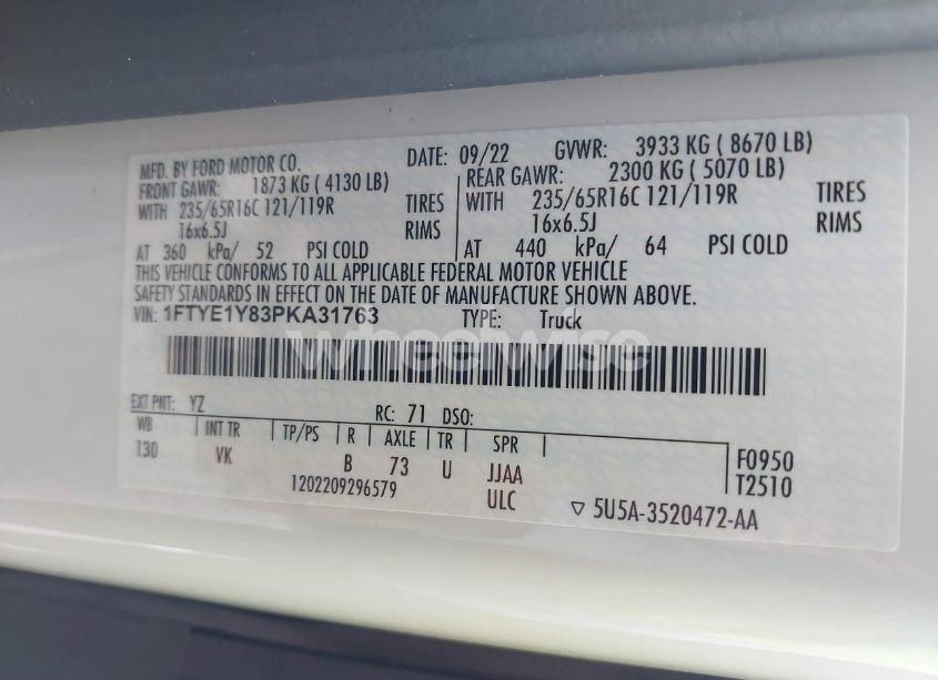 Photo 9 of 2023 Ford Transit-150 (VIN 1FTYE1Y83PKA31763)