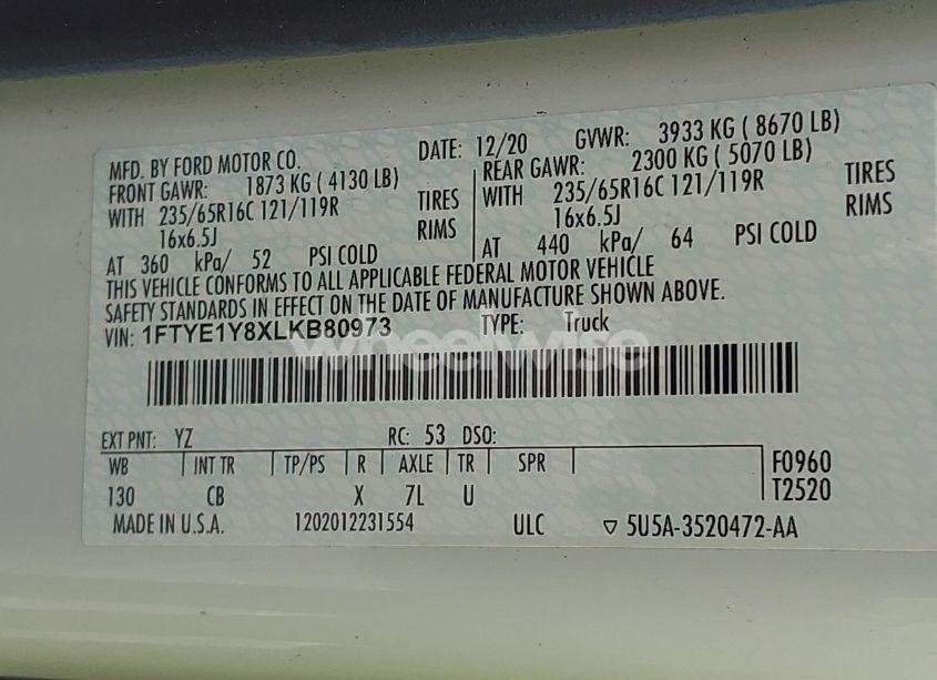 Photo 9 of 2020 Ford Transit-150 (VIN 1FTYE1Y8XLKB80973)