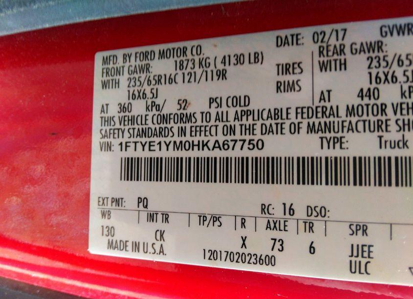 Photo 9 of 2017 Ford Transit-150 (VIN 1FTYE1YM0HKA67750)