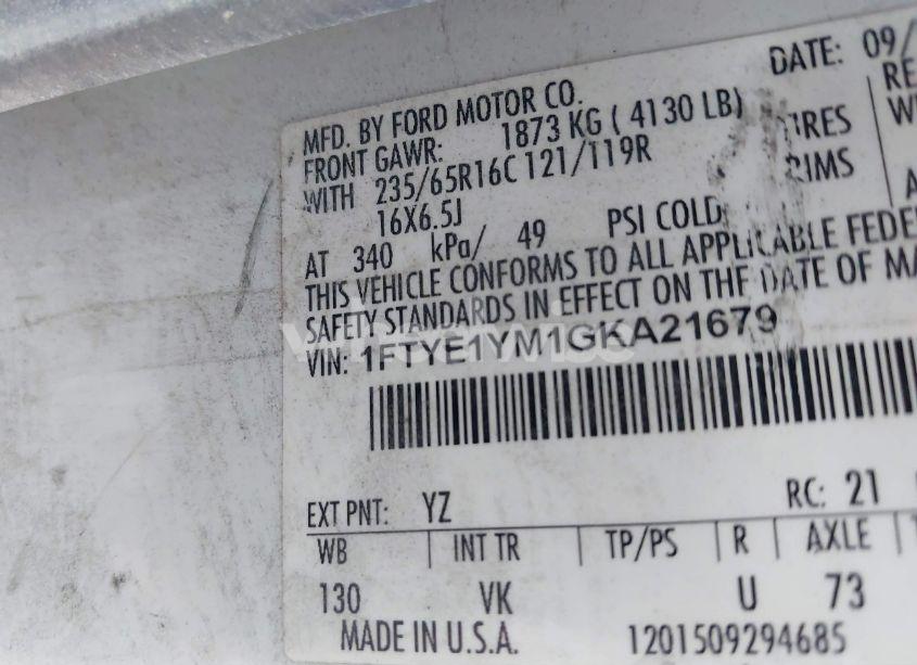 Photo 9 of 2016 Ford Transit-150 (VIN 1FTYE1YM1GKA21679)