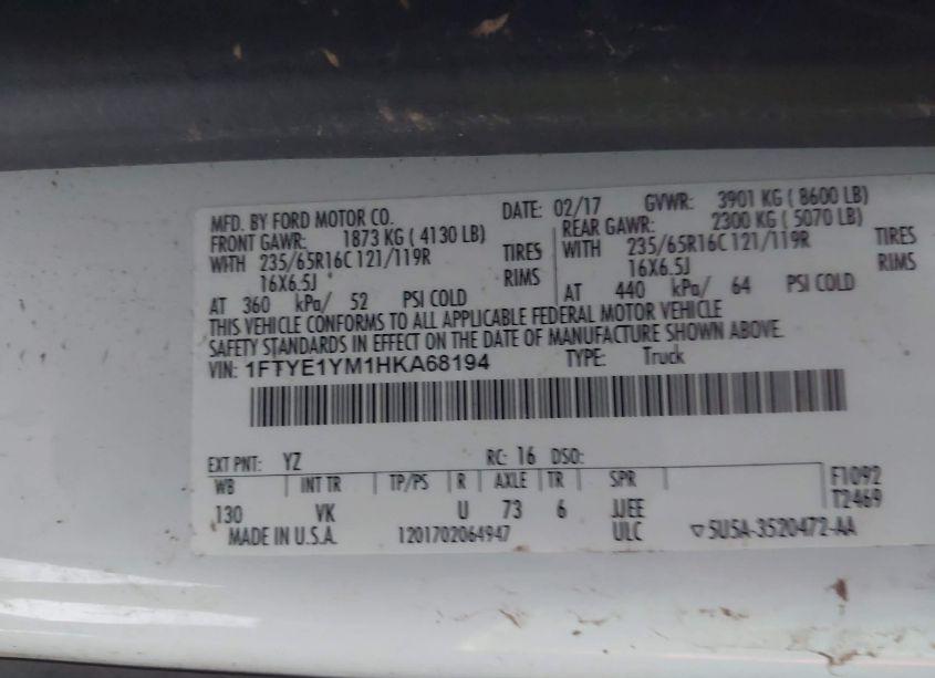 Photo 9 of 2017 Ford Transit-150 (VIN 1FTYE1YM1HKA68194)