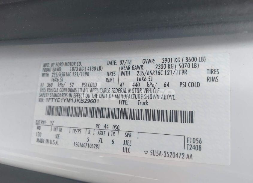 Photo 9 of 2018 Ford Transit-150 (VIN 1FTYE1YM1JKB29601)