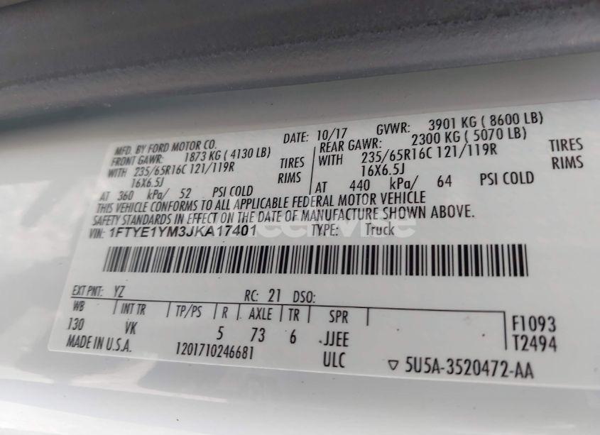 Photo 9 of 2018 Ford Transit-150 (VIN 1FTYE1YM3JKA17401)