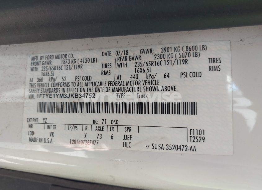 Photo 9 of 2018 Ford Transit-150 (VIN 1FTYE1YM3JKB34752)