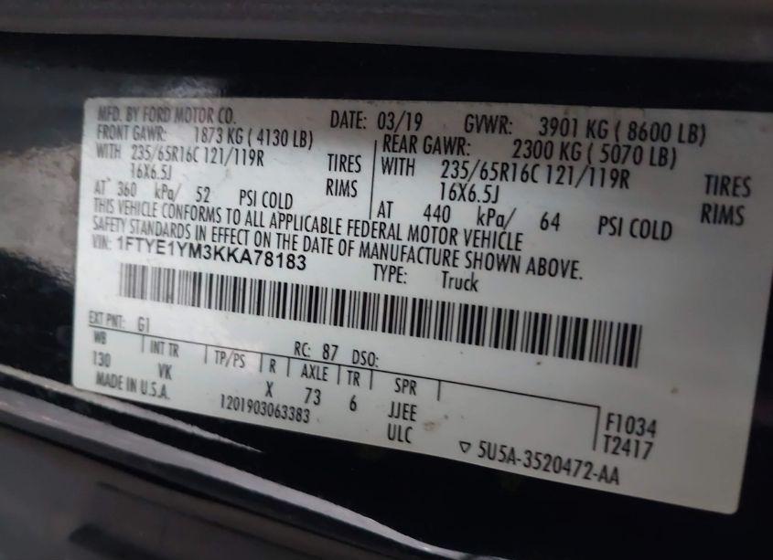 Photo 9 of 2019 Ford Transit-150 (VIN 1FTYE1YM3KKA78183)