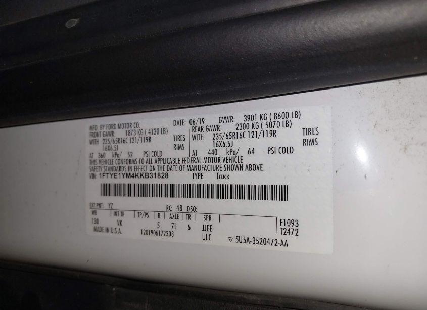 Photo 9 of 2019 Ford Transit-150 (VIN 1FTYE1YM4KKB31828)