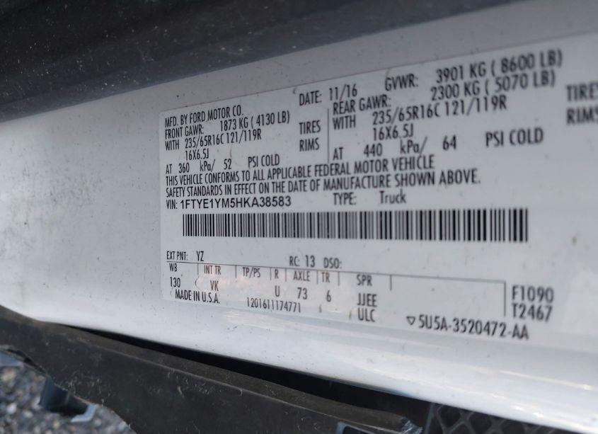 Photo 9 of 2017 Ford Transit-150 (VIN 1FTYE1YM5HKA38583)