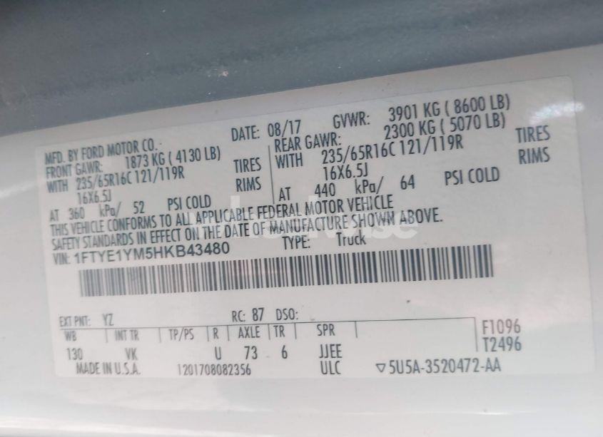 Photo 9 of 2017 Ford Transit-150 (VIN 1FTYE1YM5HKB43480)