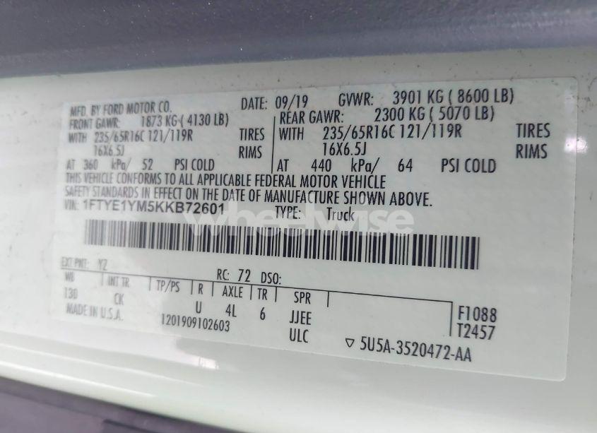 Photo 8 of 2019 Ford Transit-150 (VIN 1FTYE1YM5KKB72601)