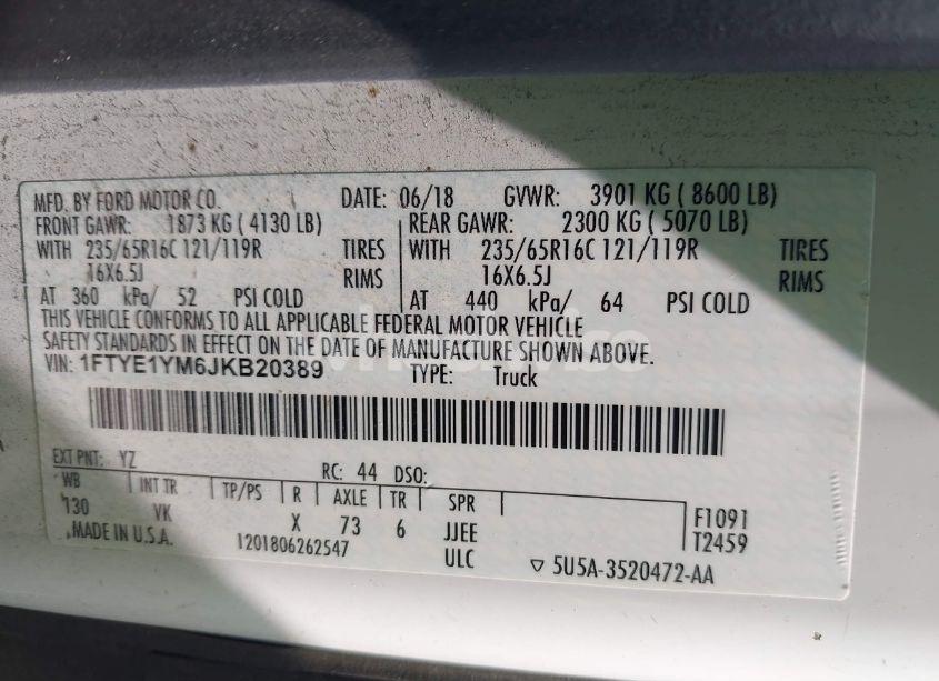 Photo 9 of 2018 Ford Transit-150 (VIN 1FTYE1YM6JKB20389)